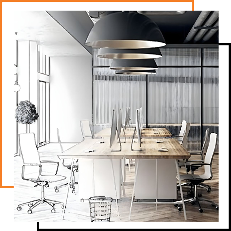 Modern corporate boardroom with long conference table and chairs.